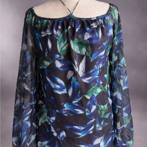 White House Black Market Sheer Floral Blouse - Small